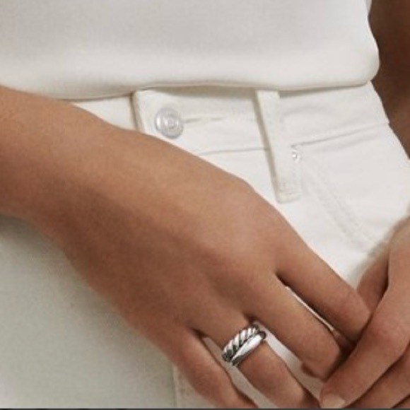 DAVID YURMAN Pure Form Sterling Silver Stackable Ring Set Sz 6 - Picture 3 of 16